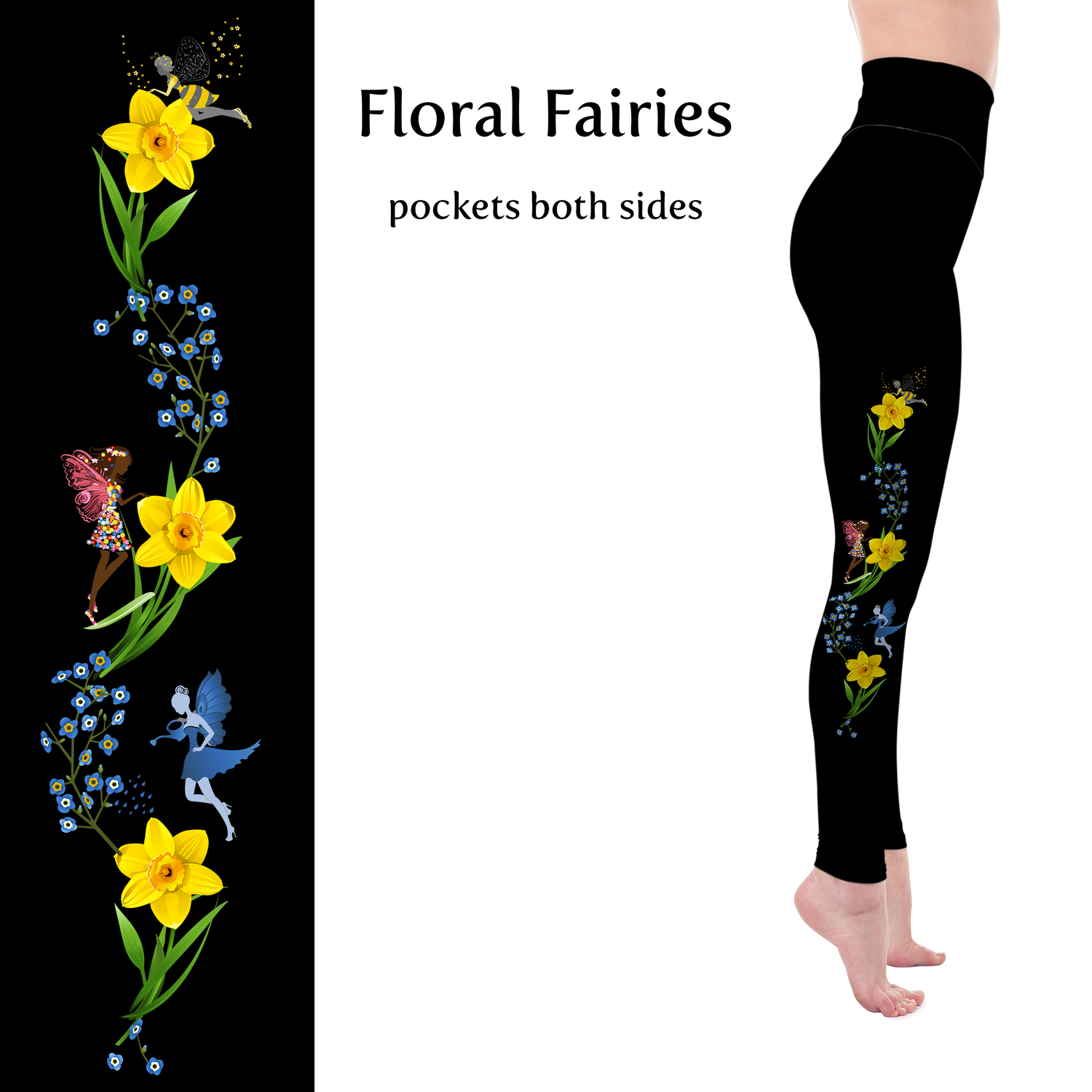 Floral Fairies Handmade Leggings with Pockets MM